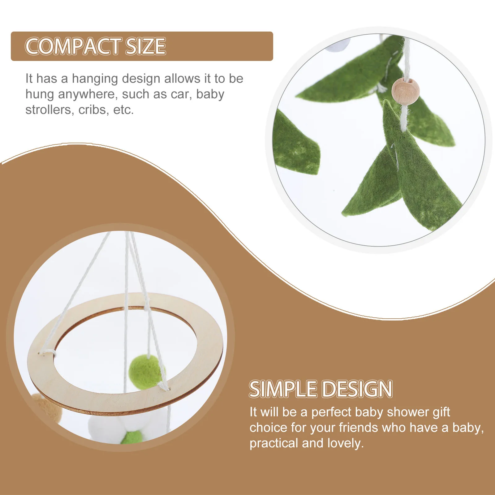 

Wooden Felt Baby Bed Wind Chime Multicolor Crib Hanging Toys Nordic Style Bedroom Decor nament Safe SkinFriendly