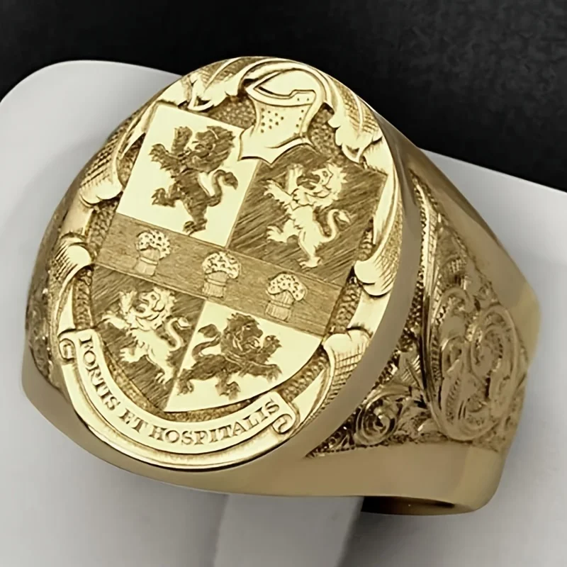 2024 New Luxury Retro Carving England Lion Rings for Men 18K Gold Plated Fashion Domineering Finger Ring Party Jewelry