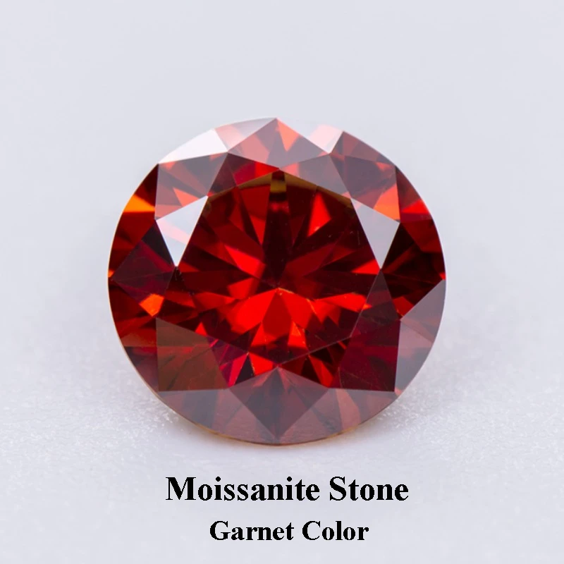 

Moissanite Stone Garnet Color Lab Grown Diamond Moissanita Lab Grown Diamond Passed Diamond Tester with GRA Certified