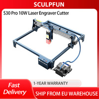 SCULPFUN S30 Pro 10W Laser Engraver Cutter, Ultra-thin 10W Laser,Automatic Air-assist,0.06x0.08mm Laser Focus,32-bit Motherboard