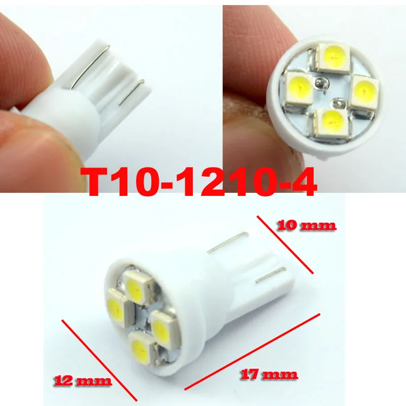 2000x YSY Wholesale T10 Led 194 168 1210 4 SMD 4 LED Super Bright LED Light Bulbs White Reading Light Car Door Light 12V