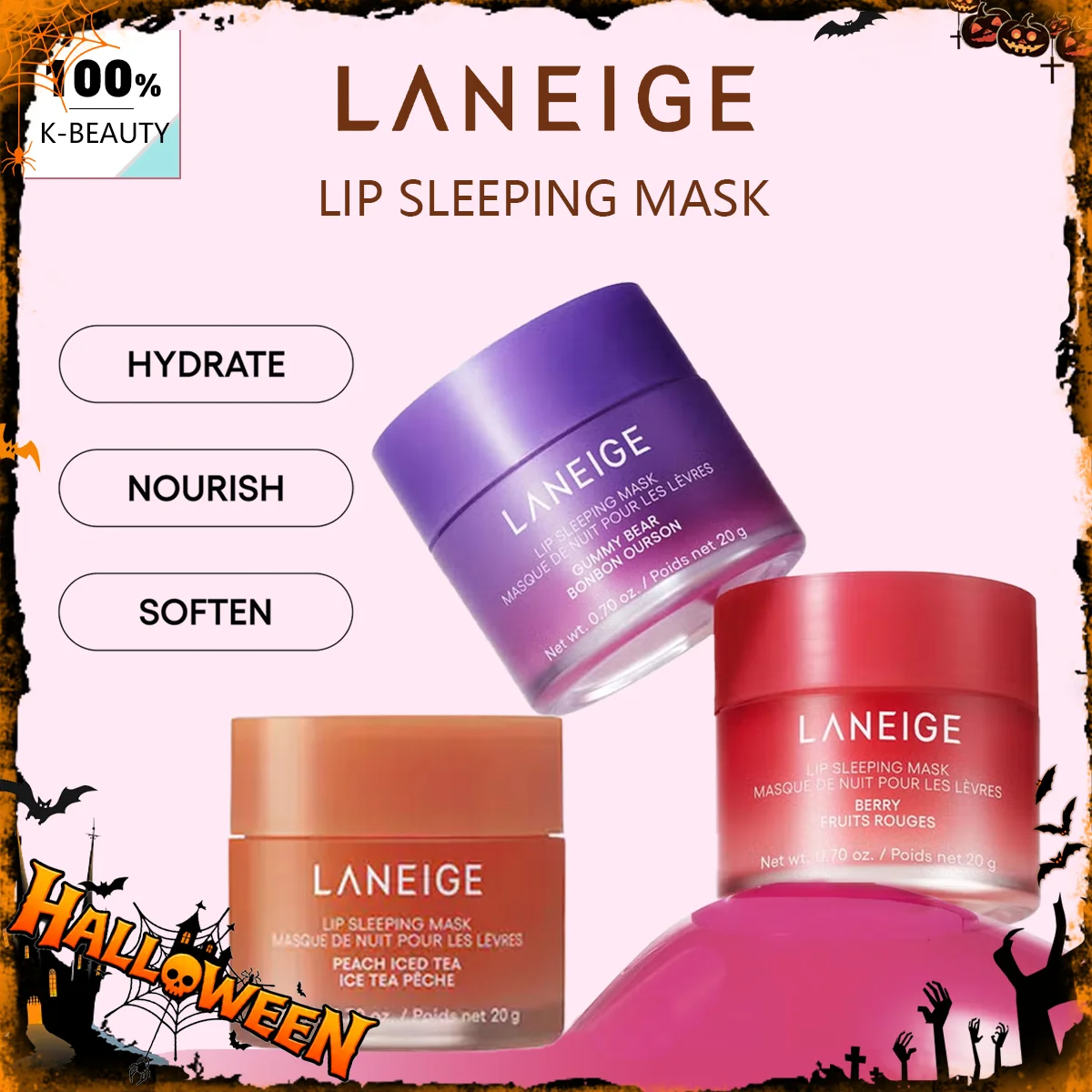 Laneige Lip Sleeping Mask,Long-Lasting Moisture & Dryness Relief,Smooth Texture & Fruity Treatment,Korean Skincare,Korean Makeup