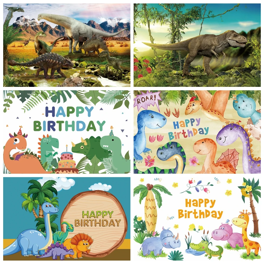 

Dinosaur Party Photography Backdrops Jungle Forest Trees Leaves Animal Birthday Photo Backgrounds For Photo Studio Props