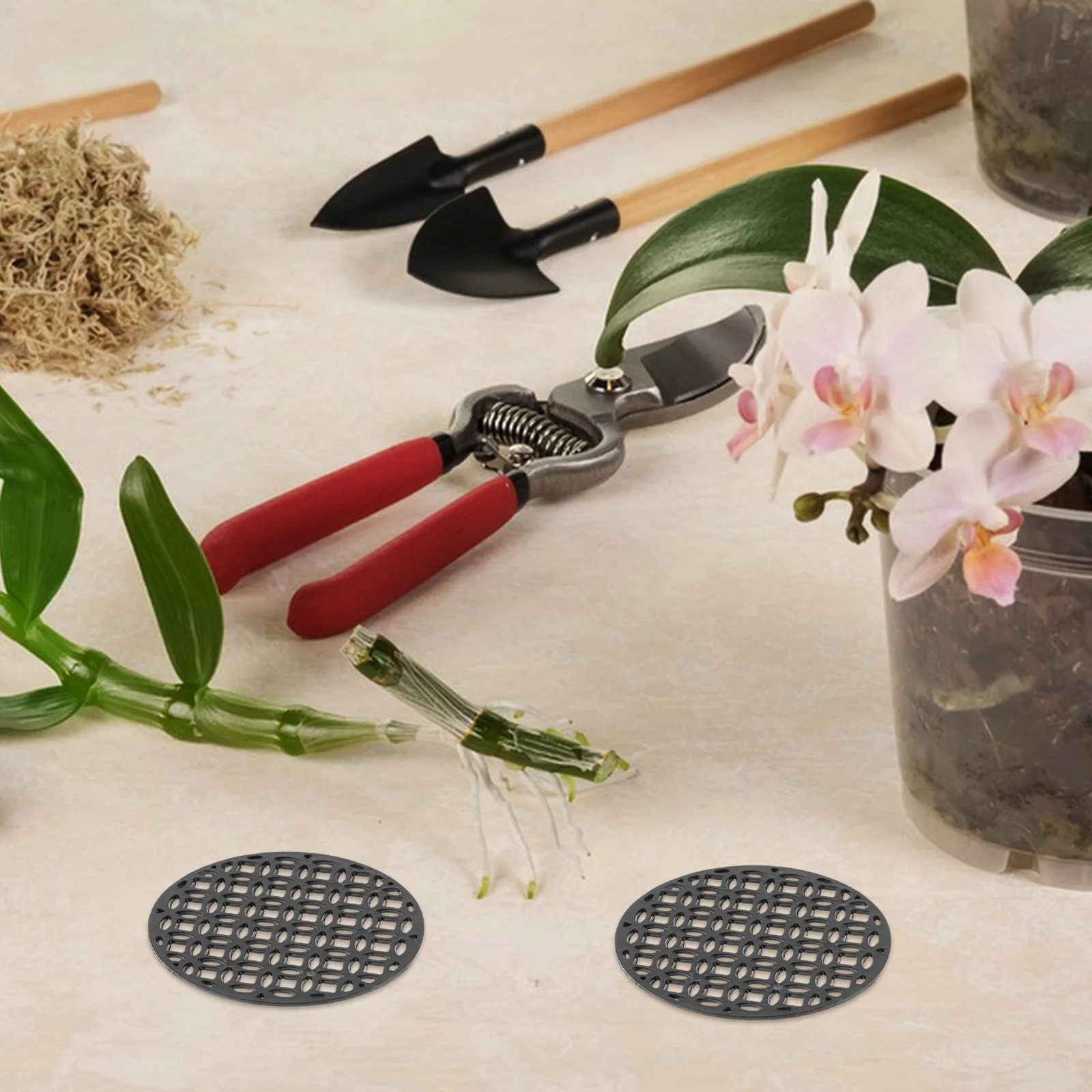 100 шт., дренажные сетчатые подушечки для цветочного горшка, круглая пластиковая сетка для суккулентов бонсай, детская защита от потерь почвы, улучшенный дренаж