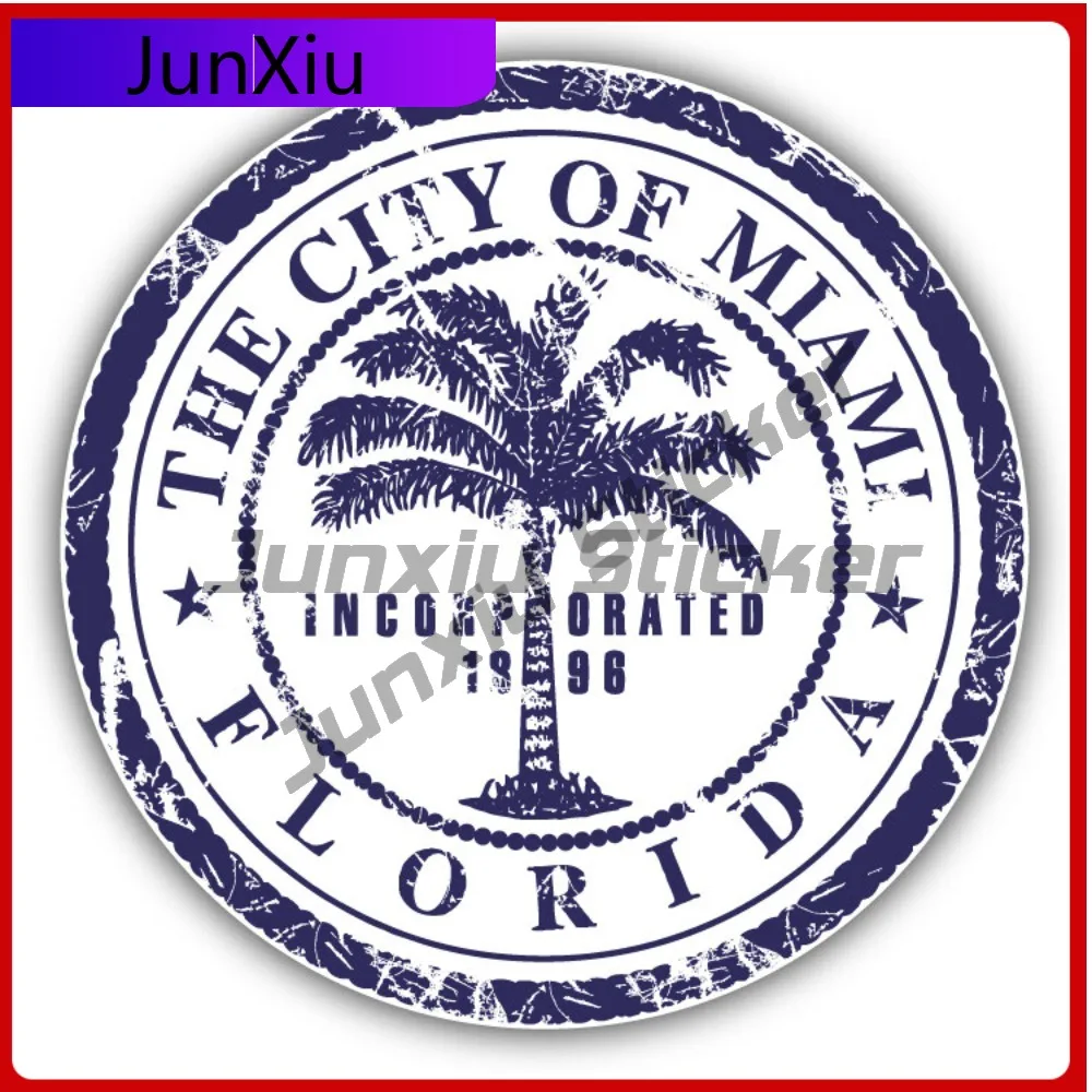 

Miami City Florida Trendy Limited Durable Modern Laptop Decal Waterproof Vinyl Car Window Bumper Auto Exterior Gift Decor