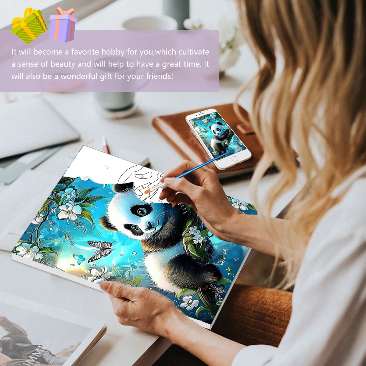 

SDOYUNO Painting Paints By Numbers Wall Art Picture Easy Draw For Beginner Rabbit Panda Animals 20x30cm With Frame Home Decor