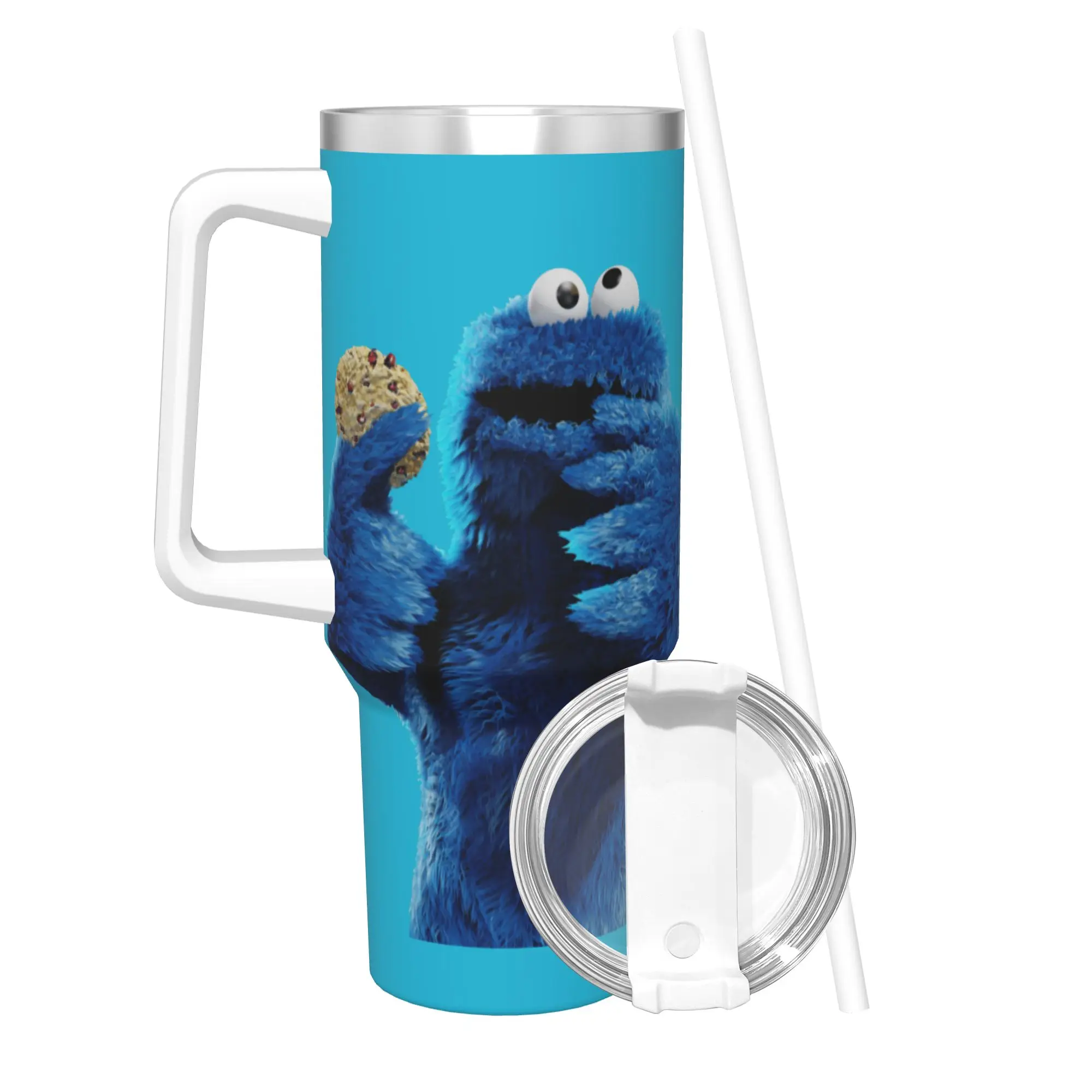 Stainless Steel Tumbler Monster Cookie Thermal Mug  Leakproof Cold and Hot Mugs Cup Beach Water Bottle