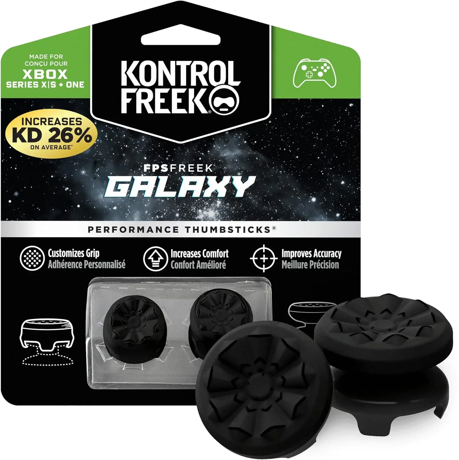 KontrolFreek FPS Freek Galaxy black for Xbox One and Xbox Series X Controller，2 Performance Thumbsticks，1 High-Rise，1 MidRise