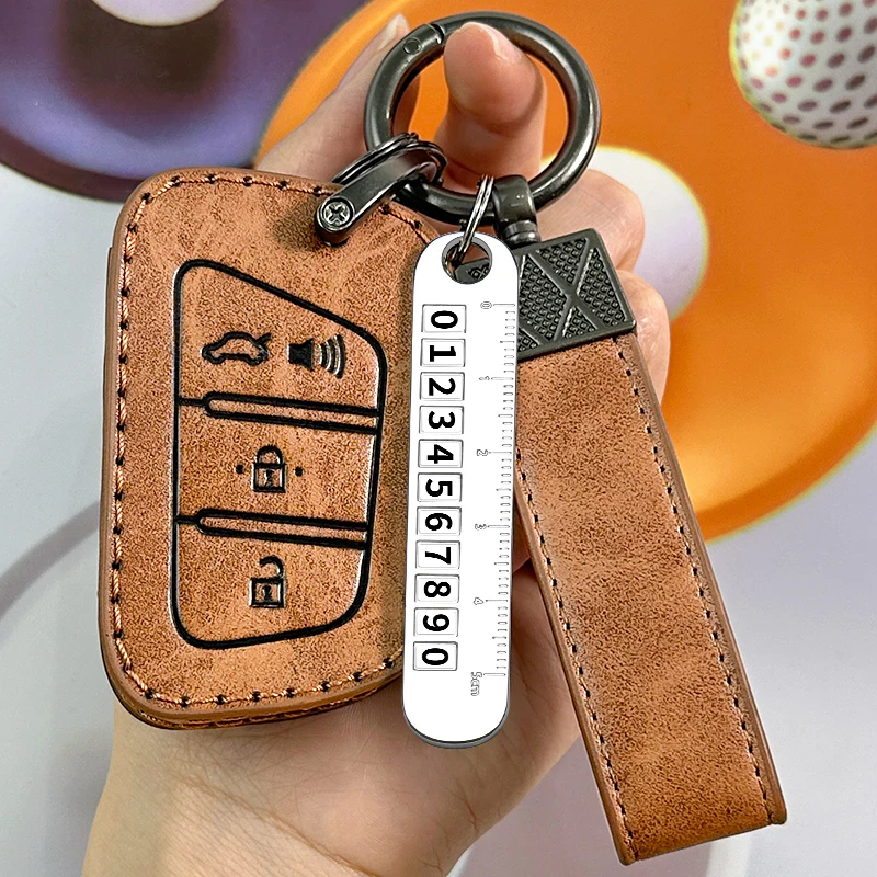 Simulated Leather Car Key Cover Case Fob For JAC S2 Refine S3 S4 S5 S7 R3 A5 JIAYUE X4 X7 IC5 IEV T50 S2 S3 Auto Accessories