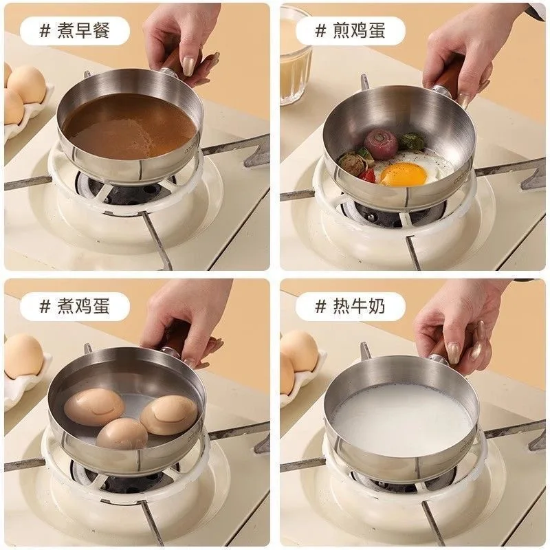 HYS newly upgraded thickened stainless steel instant noodle bowl hot oil pan non-stick salad bowl walnut handle