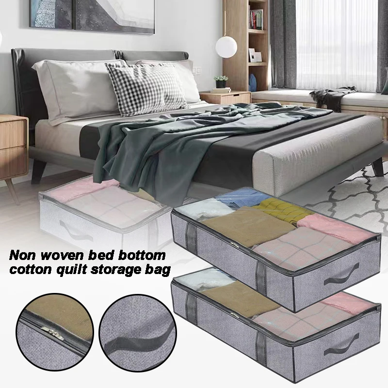 Fabric Underbed Storage Bag Saving Space Blankets Storage Box For Bedroom