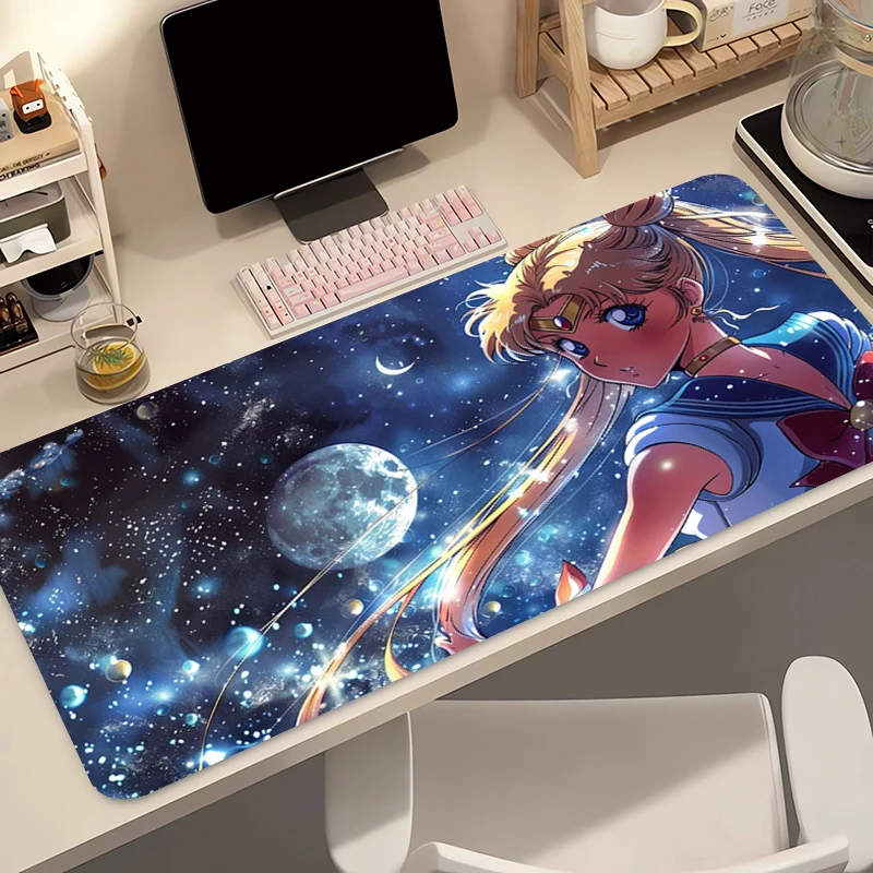Kawaii Desktop Decor cartoon Mouse Pad S-Sailor Moons Anime Desk Mat Rubber Base Gaming Computer Mouse Mat Gamer Keyboard Pad