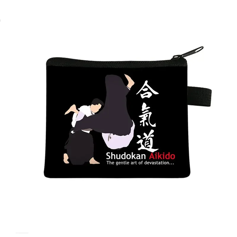 Monedero con estampado de Judo/Taekwondo/Karate/Aikido de artes marciales, billeteras para mujer, monedero, soporte para llaves y auriculares, monederos de regalo