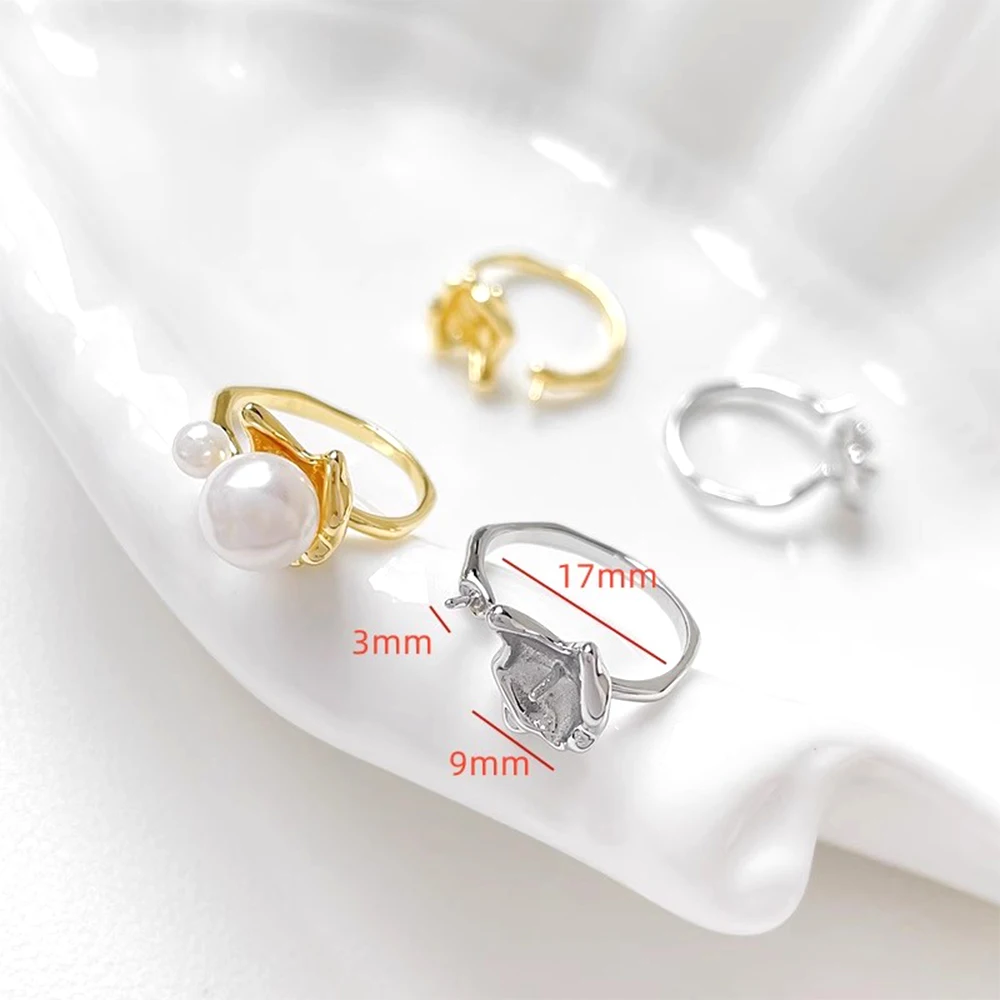 2 Pieces Brass Coated Gold Irregular Belt with Trailing Open Ring DIY Makes Fashionable Jewelry Semi Finished Accessory
