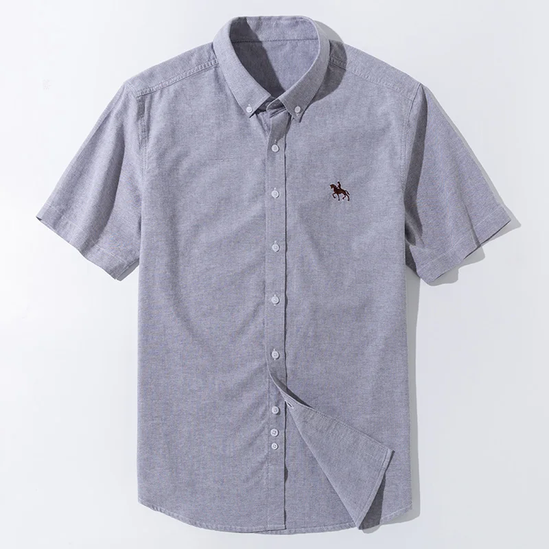 S~6XL Cotton Oxford Shirts For Mens Short Sleeves Summer  Male Clothes Business Casual  Regular Fit High Quality Fashion