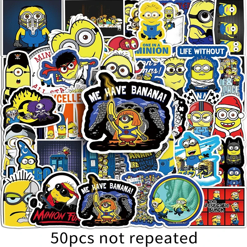 Despicable Me Minions Kawaii Cartoon DIY Stickers 50 Non-repetitive Creative Stickers Kids Love for Children\'s Birthday Gifts