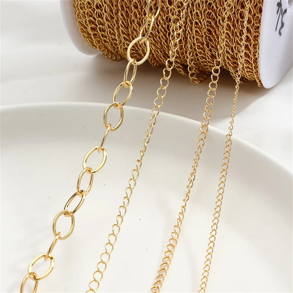 14K Gold Ponytail Chain Chain Loose Chain Handmade Diy Bracelet Necklace Extended Chain Accessories L018 image 3