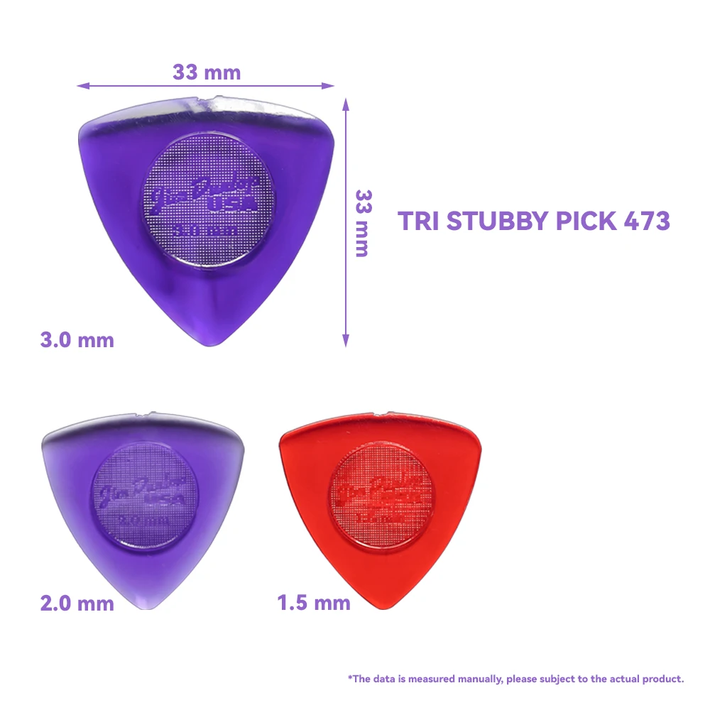 3 piezas/1 pieza Dunlop púas de guitarra 473R TRI Stubby Pick 1.5/2.0/3.0 mm, Accesorios de guitarra originales de EE.UU.