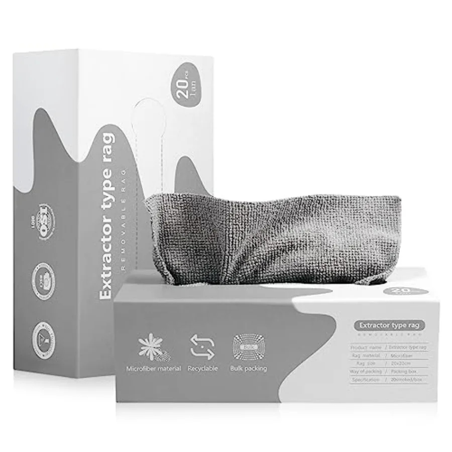

Microfiber Cleaning Cloth Rags in A Box 20 Count -7.9" x 7.9" Reusable Microfiber Towels for Cars - Edgeless Terry Towels, Smal