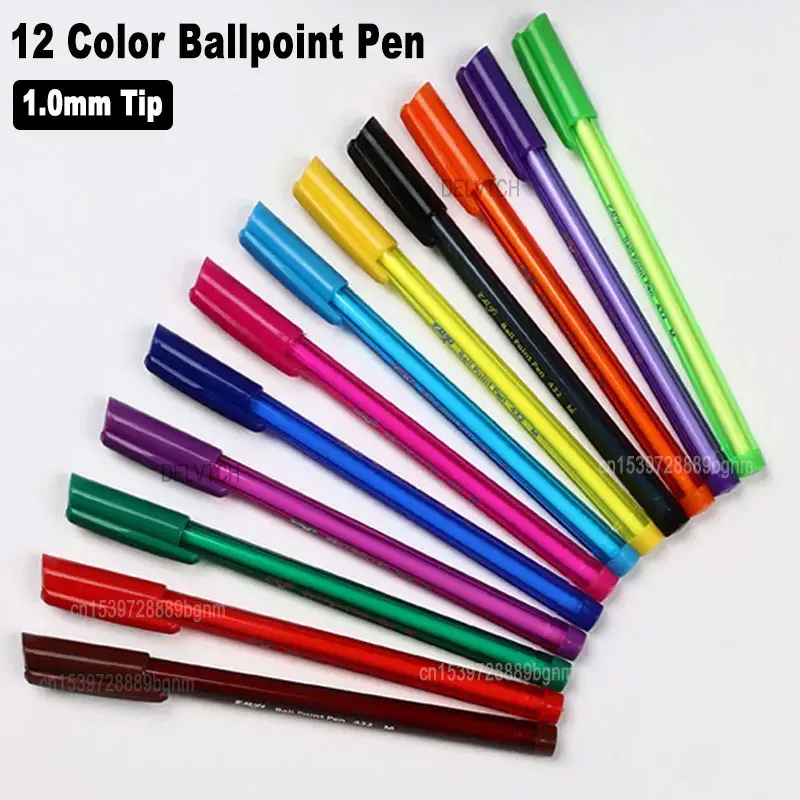 12 Color Set Ballpoint Pen 1.0mm Bullet Tip Triangular Handle Office School Ball Pen Writing Drawing Stationery Kids Gift