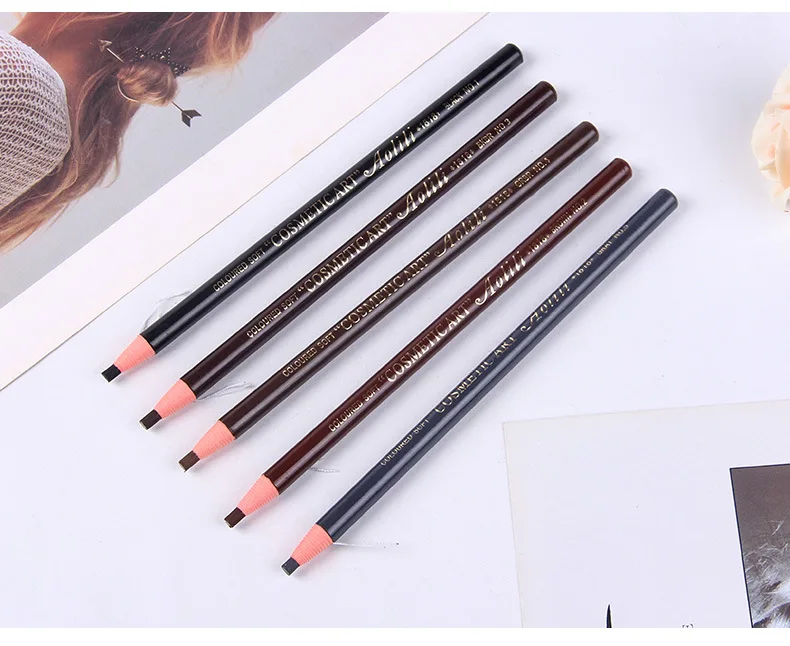 Crayon à sourcils dessiné en fil, imperméable et sans bavures, noyau dur en bois véritable, poudre à sourcils pour maquilleurs, vente en gros
