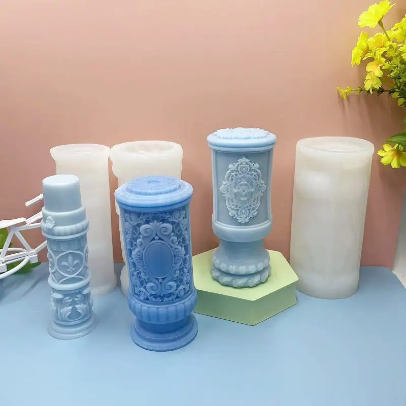 Roman Column Aromatherapy Candle Silicone Mold European Retro Fragrant Stone Desktop Decoration mould