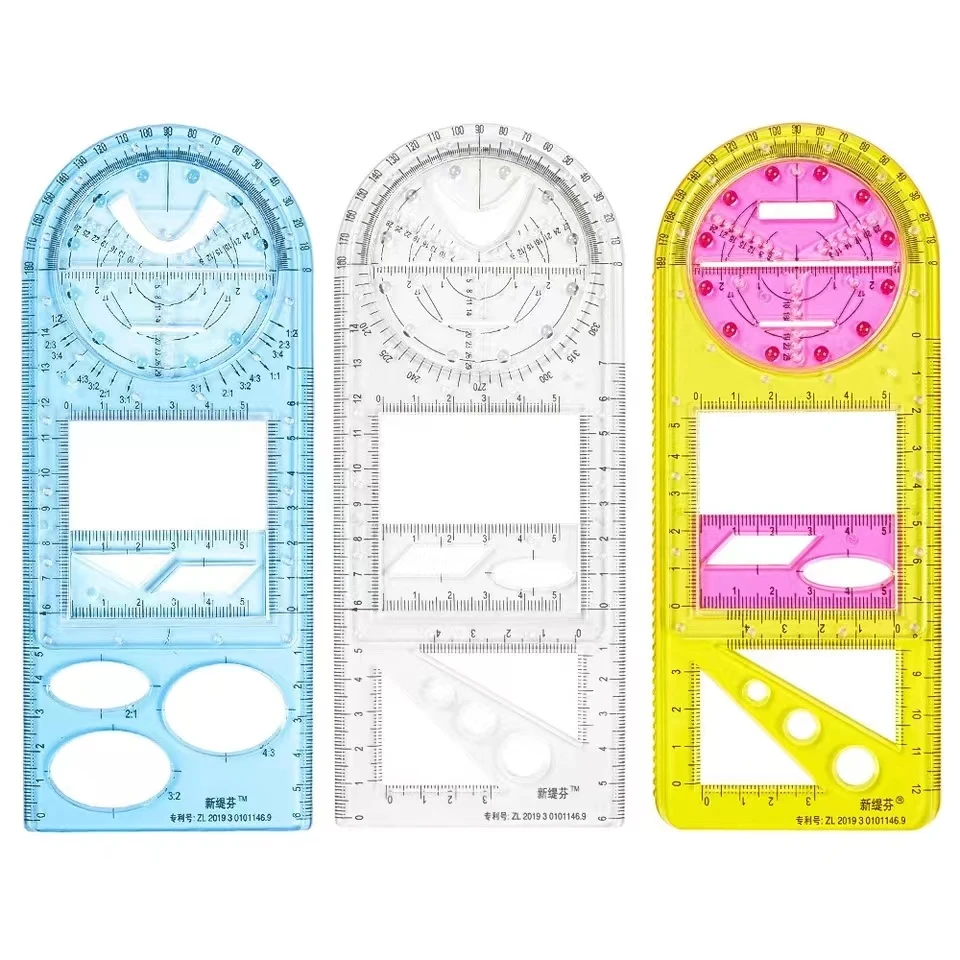 

For School Multifunctional Primary School Activity Drawing Geometric Ruler Triangle Ruler Compass Protractor Set Measuring Tool