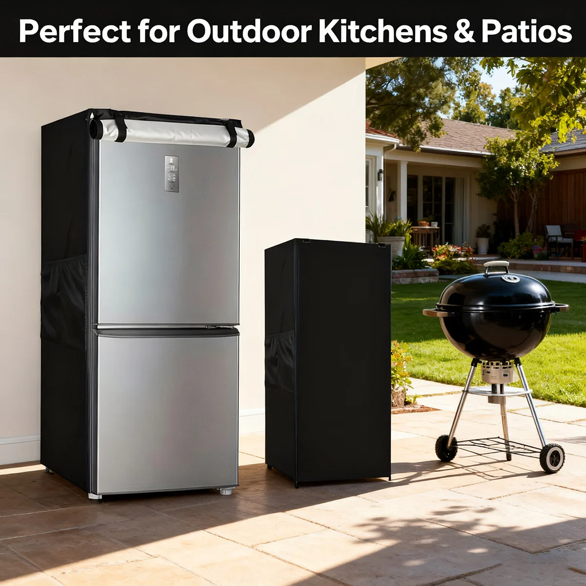 

23"x23"x56" Upright Refrigerator Cover - Sun Protection,Zipper Closure, Outdoor Refrigerator Cover for Compact Mini Refrigerator