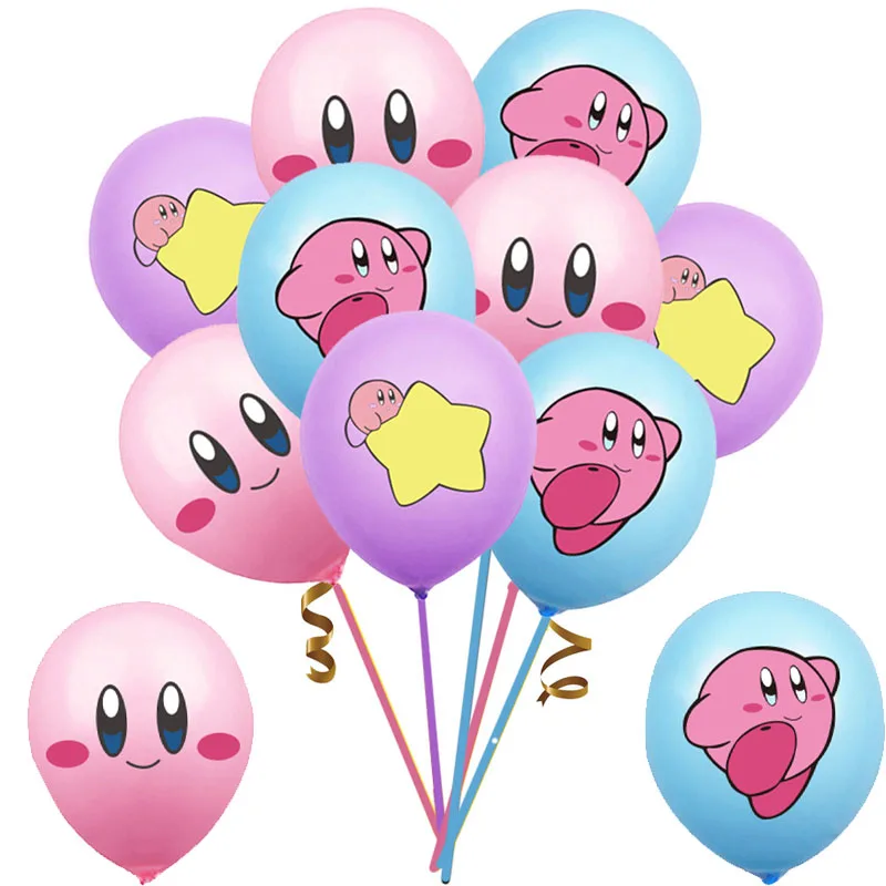 18PCS Kirby Balloons Cartoon Latex Balloon Children's Birthday Party Decoration Baby Shower Toy Japanese Party Supply Decoration