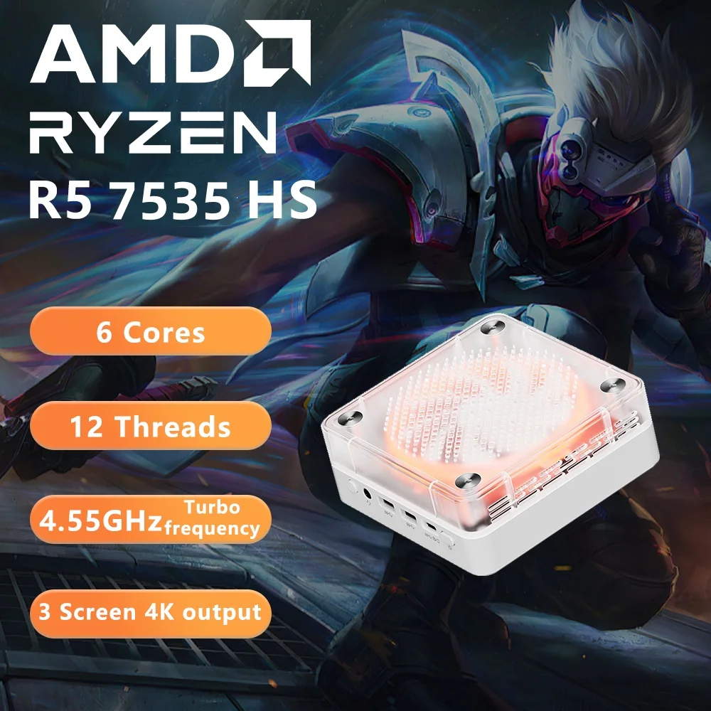 GenMachine AMD Ryzen 7535HS 7535U 7735HS 7735U Windows 11 Ryzen MINI PC WIFI 6 DIY-Gaming-Computer Mini-PC Ordenador Compact