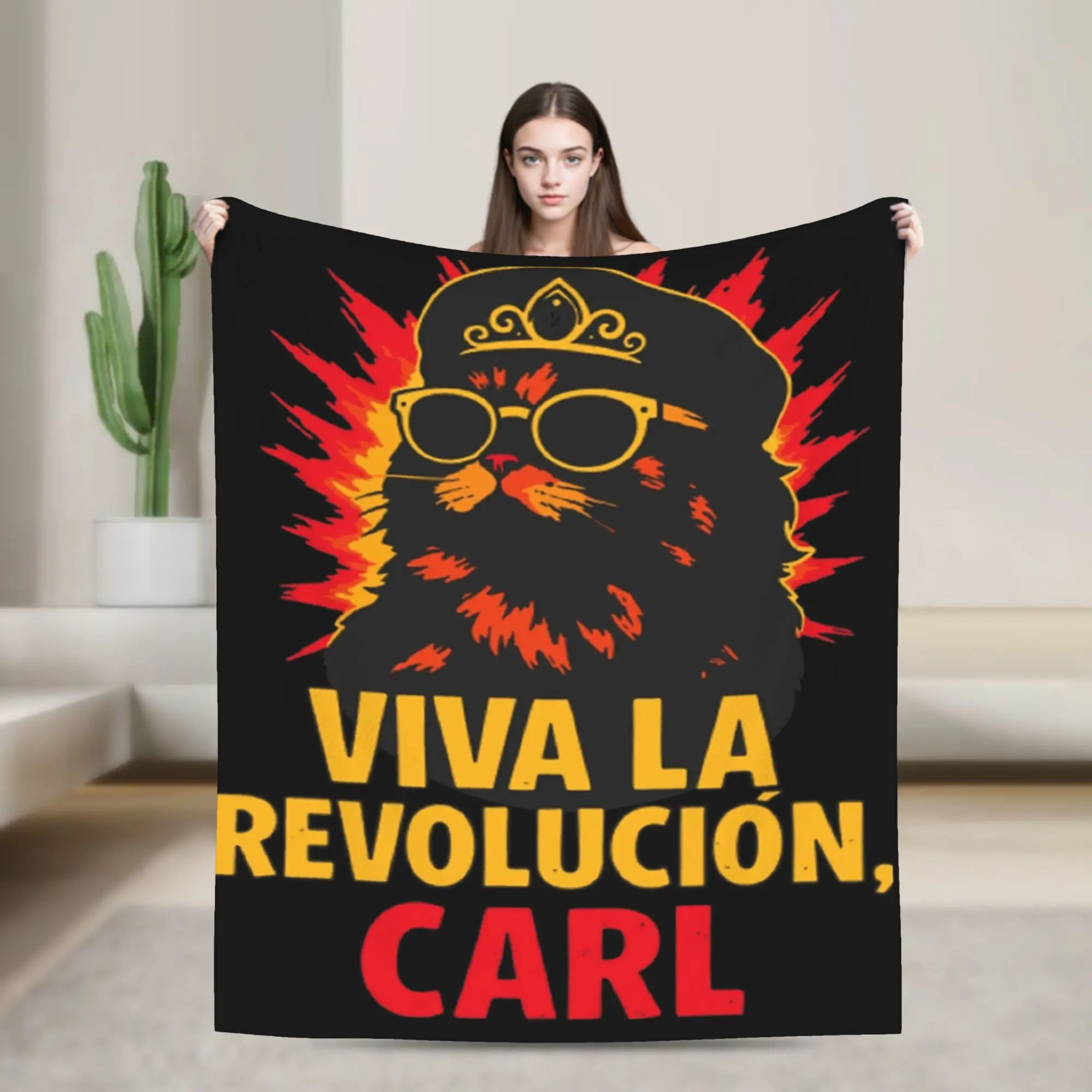 Viva La Revolution Carl Cat Lover Blanket Super Soft Warm  Throw Blankets for Couch 50x60 Inch Multiple Sizes Plush Thin Quilt