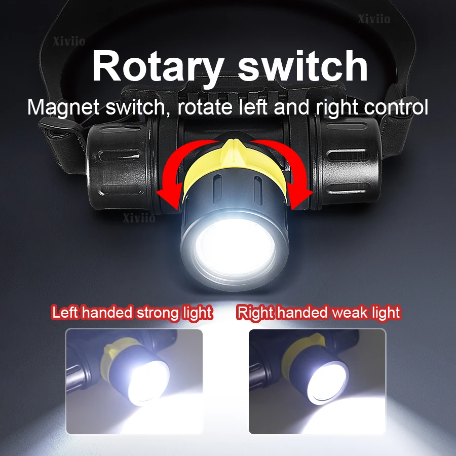2026 5000LM Professional LED Diving Headlamp IP8 Waterproof Headlight Underwater 200M Digital Power Rechargeable Dive Head Torch