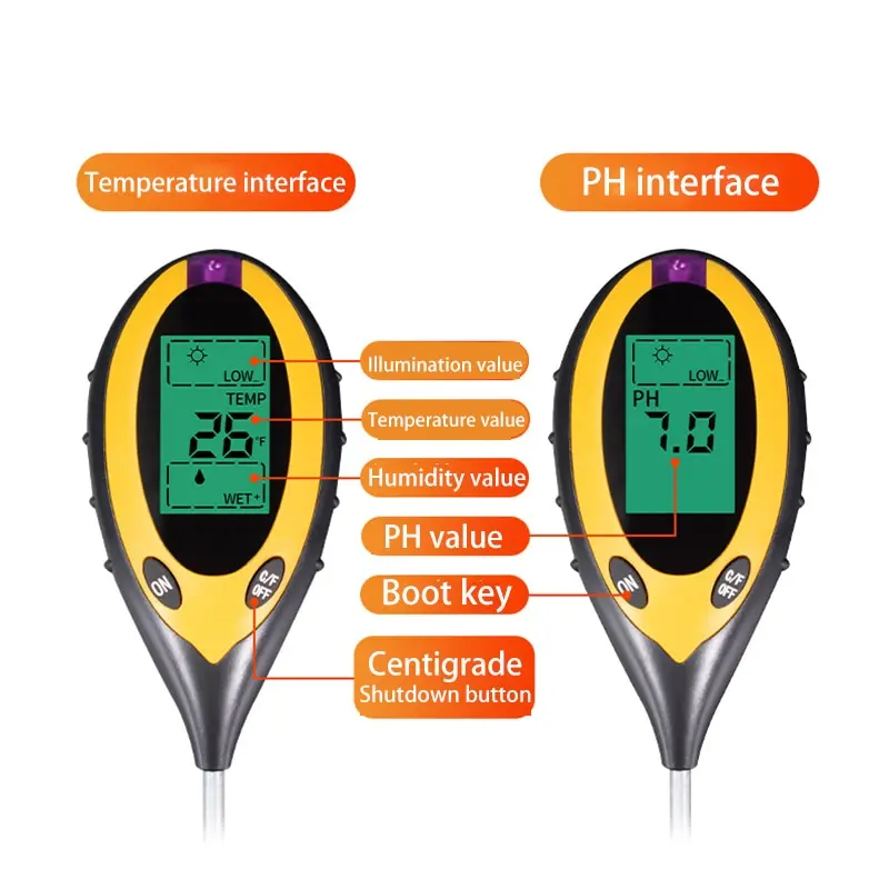 1pc Soil PH and Humidity Tester Nutrient Water Tester High Precision Household Gardening Flower Grass Fertility Meter