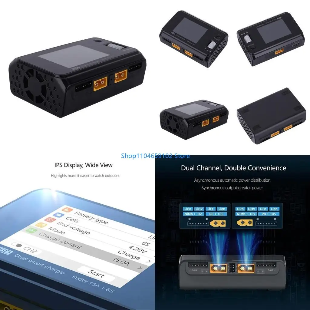 

Для 1-6S Lipo Battery FPVModel M6D 500W 15A Двухканальные интеллектуальные зарядные устройства MINI