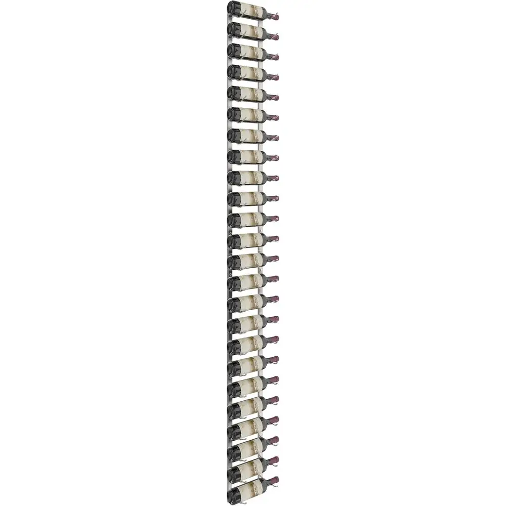 

Modern Wall-Mounted Wine Rack for 24 Bottles with Label Forward Design, Brushed Nickel Finish