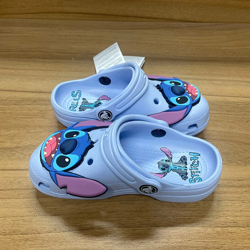 Miniso Disney Stitch Cartoon Solid Waterproof Slippers Outdoor Sandals Stitch Casual Breathable Ankle-Wrap Beach Shoes In Stock