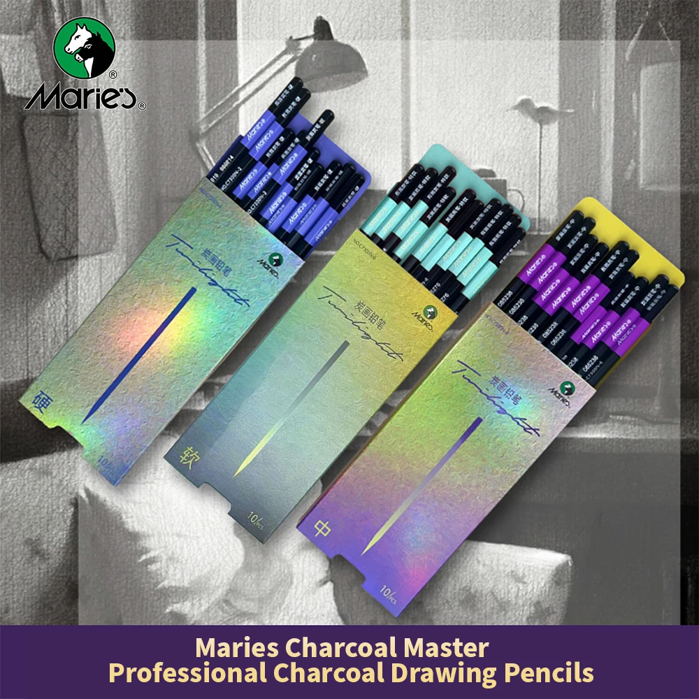 Pensil Arang Maries 3/6pcs, Te - Sketching Charcoal Set ulasan dan harga