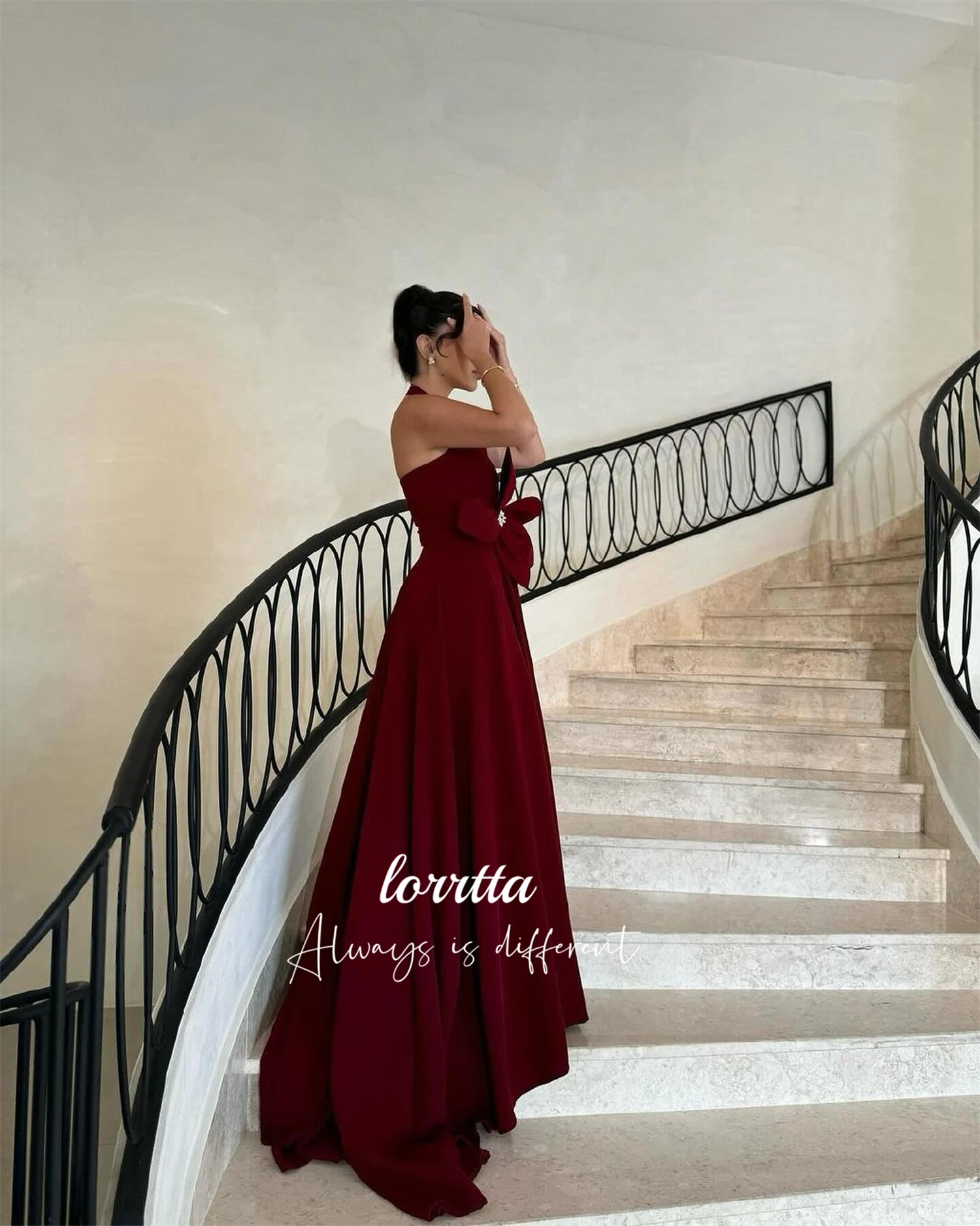 Lorrtta-Robe de Soirée Personnalisée pour Femme, Décoration Florale, Invitée de Mariage, Claret, Robes de Bal Élégantes