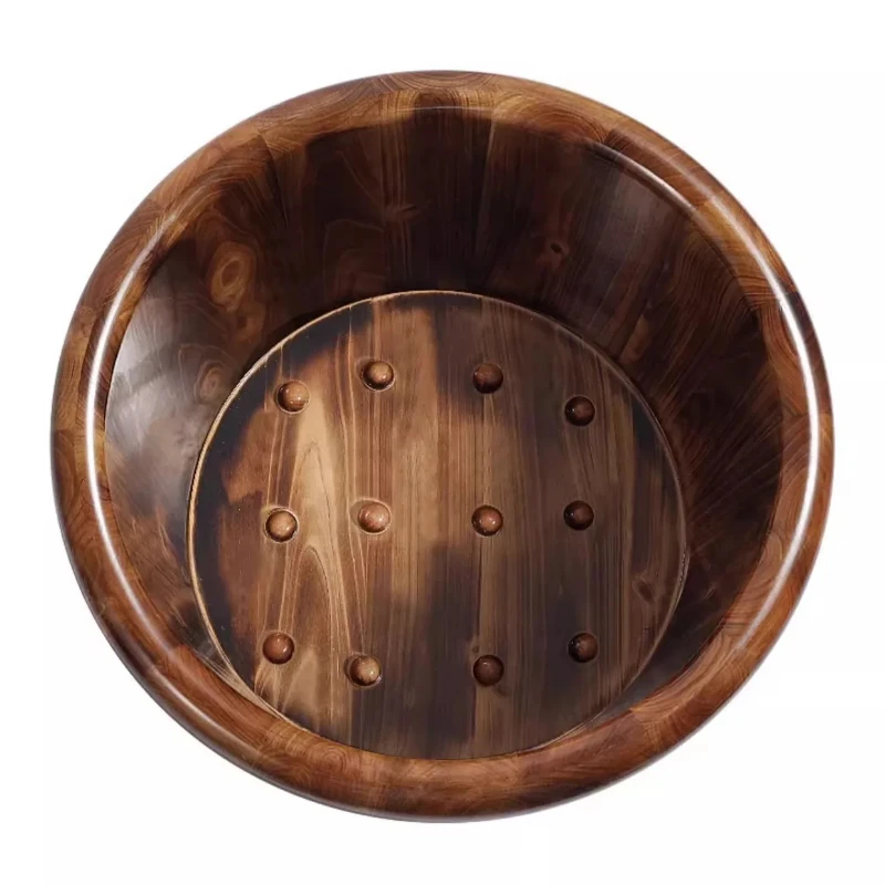 Carbonized Foot Soaking Barrel Home Wooden Over Calf Foot Basin Wooden Basin Solid Wood Foot Bath