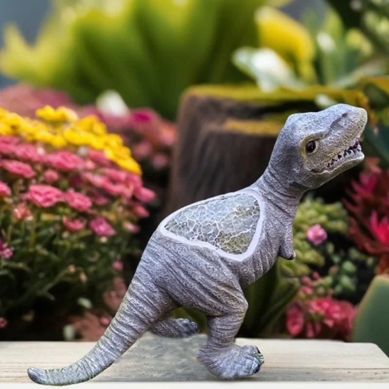 New outdoor garden courtyard dinosaur solar light resin craft Tyrannosaurus rex animal statue ornament