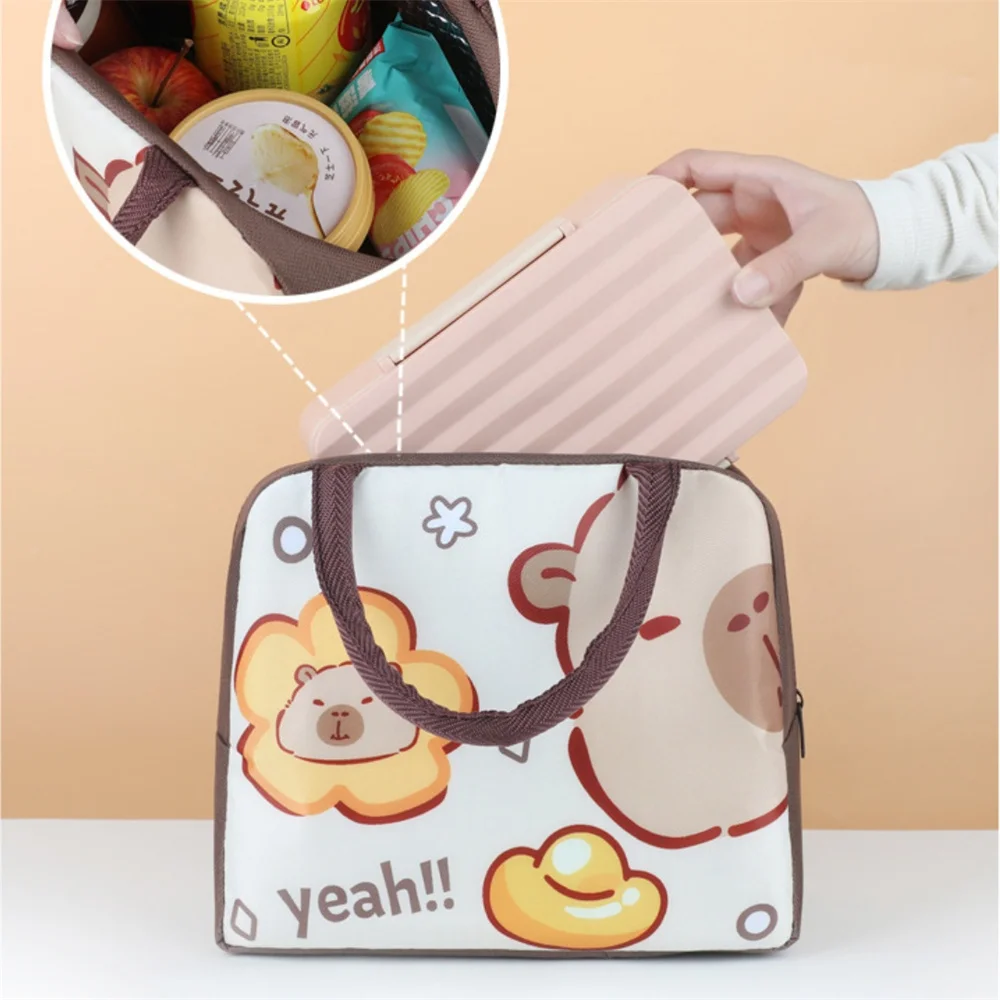

Cartoon Capybara Lunch Bag Children Portable Thermal Insulation Bento Box Bags Food Container Handbags For School Office
