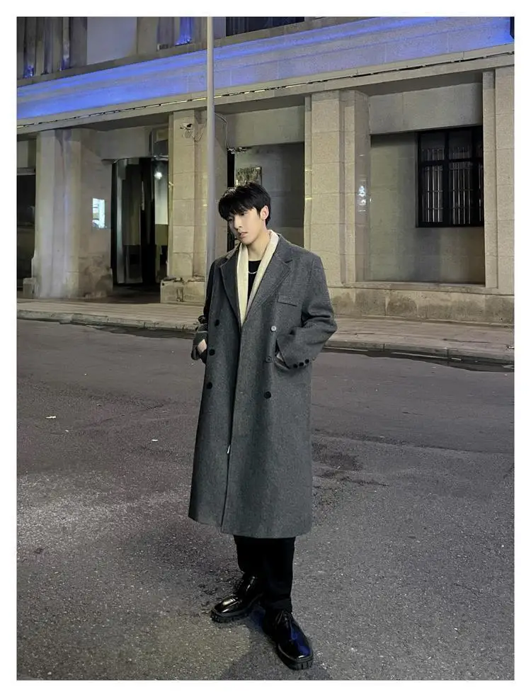 

Wool Blend Overcoat Mans Corset Waist Cut Tight Narrow Constricted Constrained Restricted Confined Cramped Limited Shortened Ins