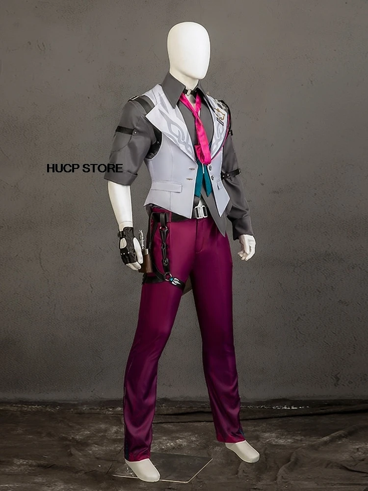 Game Honkai Star Rail Gallagher Cosplay Costume Wig Pants Shirt Vest Tie Suits Shoes Men Halloween Party Carniavl Roleplay Props