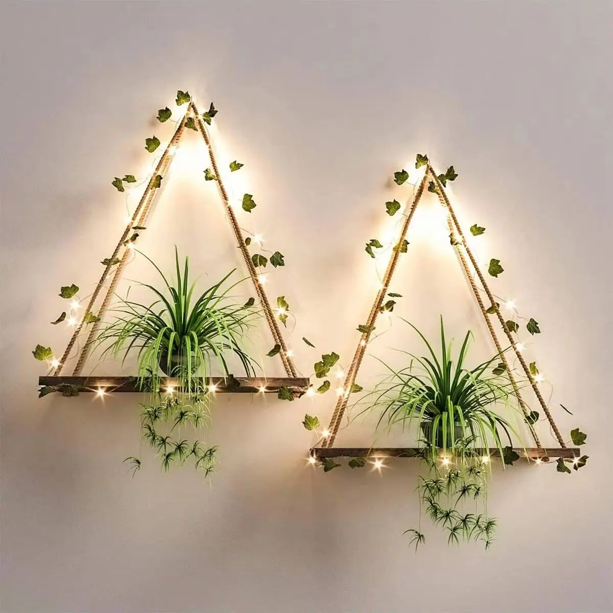 1/2pc hera artificial led-tira flutuante prateleira de parede boho decoração para casa planta nórdica vaso de flores bandeja parede pendurado prateleiras presente