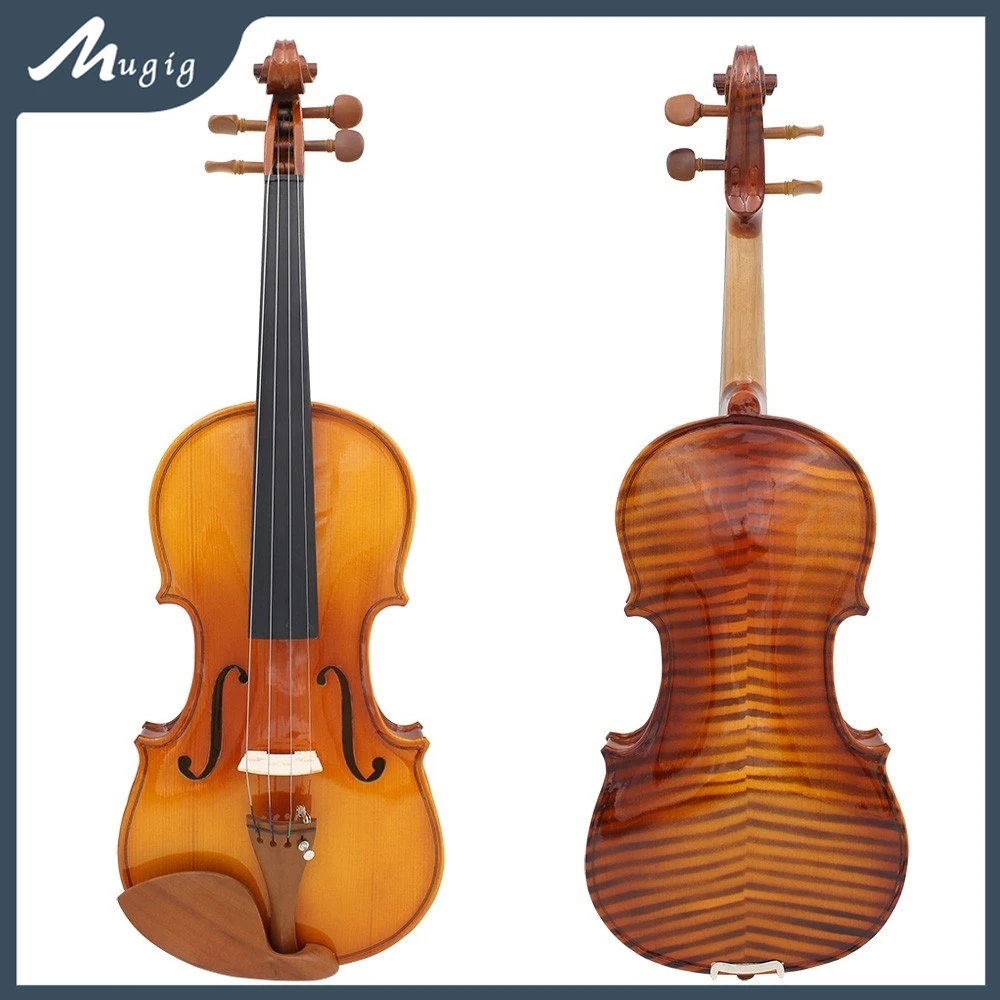 

4/4 3/4 1/2 1/4 1/8 Solidwood Student Violin Solid Wood Acoustic Violin Violino Flamed Like Maple Back Free Brazilwood Bow &Case