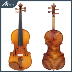 4/4 3/4 1/2 1/4 1/8 Solidwood Student Violin Solid Wood Acoustic Violin Violino Flamed Like Maple Back Free Brazilwood Bow &Case