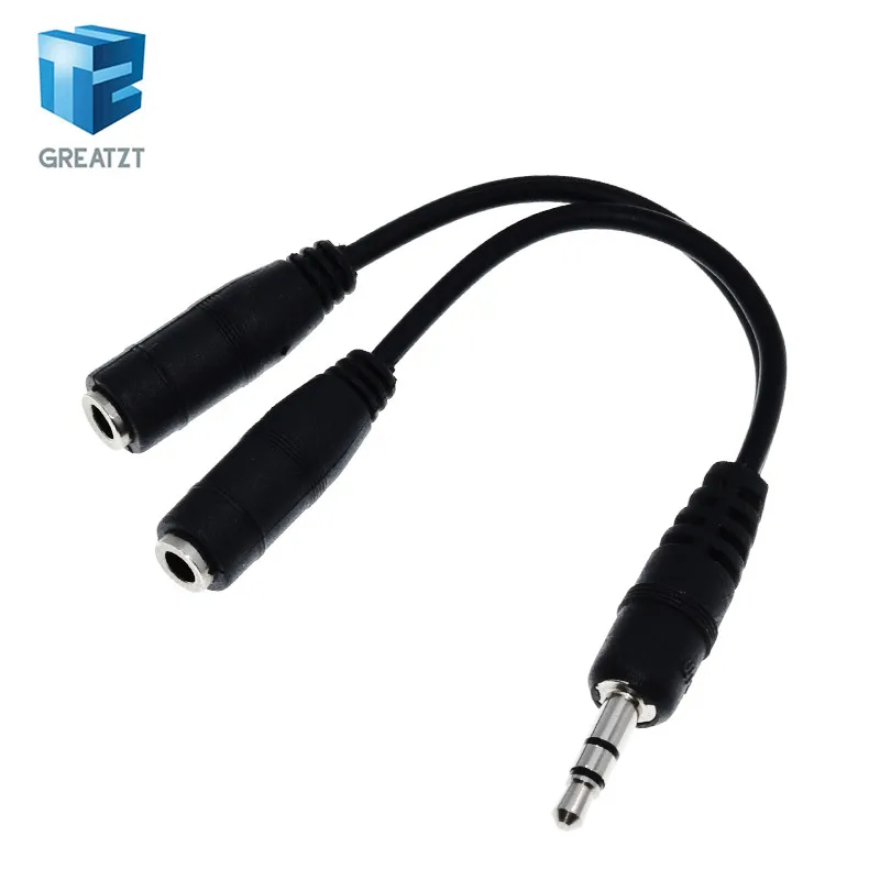 GREATZT black 3.5mm 1 in 2 couples audio line Earbud Headset Headphone Earphone Splitter For pad Phone Android Mobile MP3 MP4