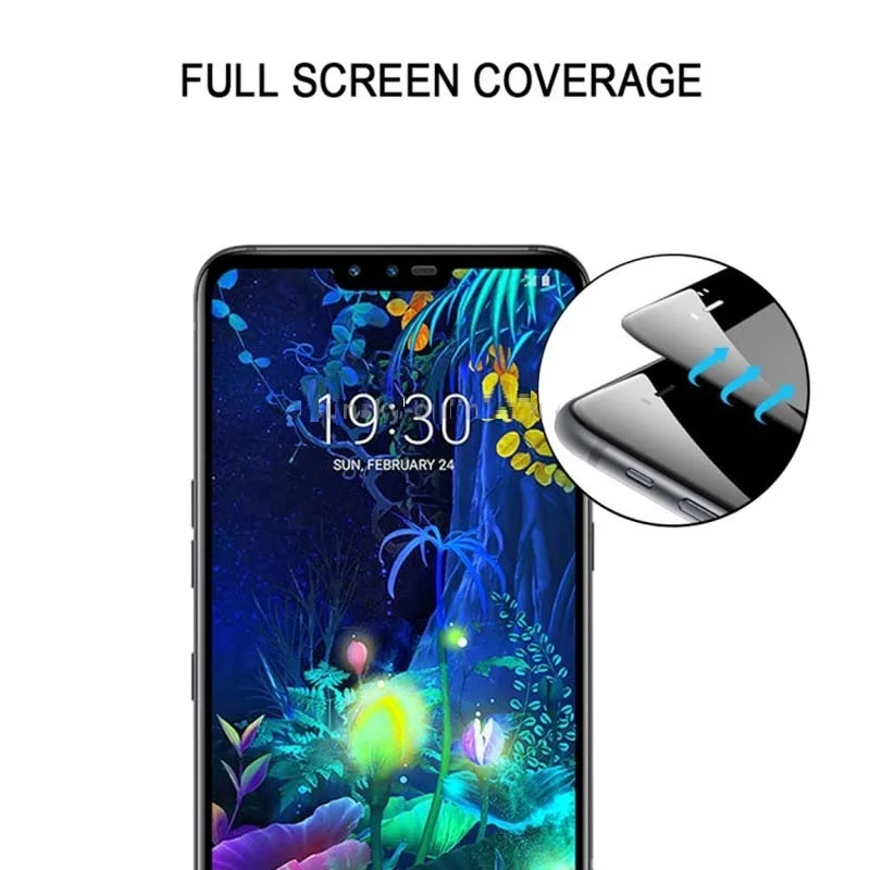 2PC Tempered Glass for LG V50 ThinQ 5G Full Screen Glue HD Film Explosion-proof Phone Screen Protector Glass with Black Frame