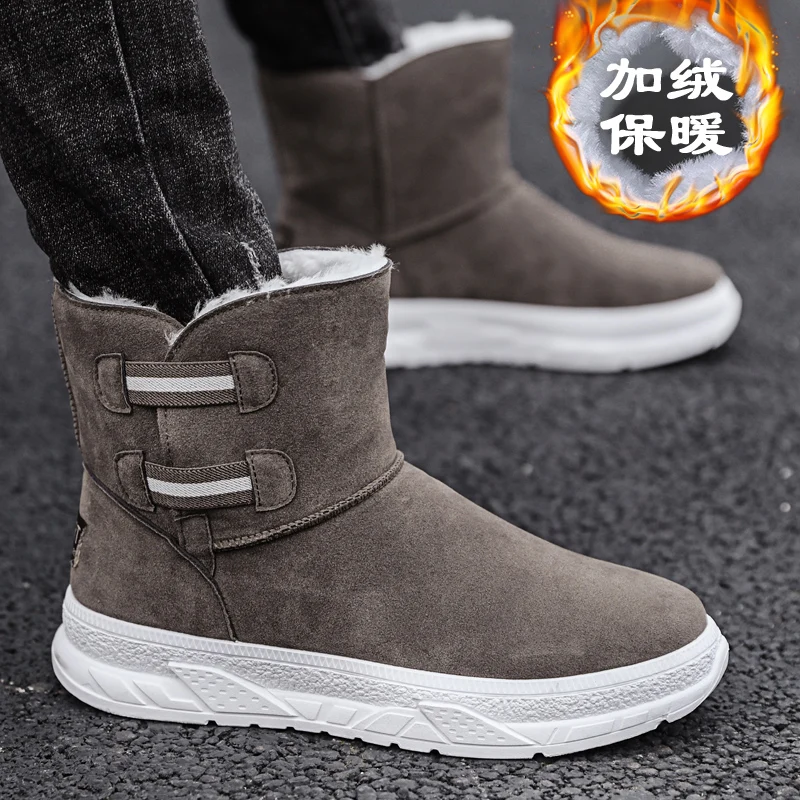 

Warm Plush Snow Boots Winter Outdoor Casual Short Boots Cold Resistance Men Cotton Shoes Ankle Botas Hombre Warm Fur Mens Boots