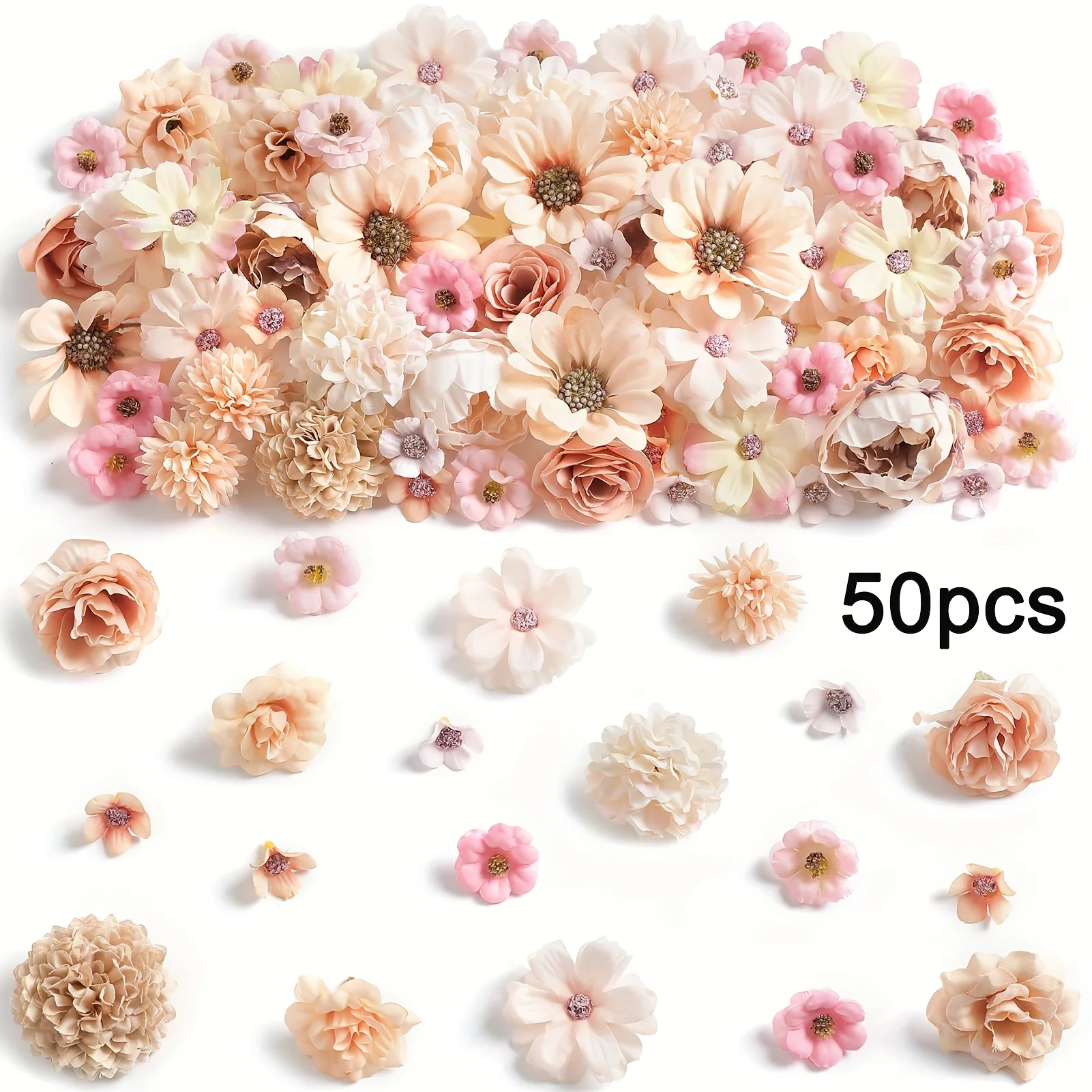 50 Stuks Rose Kunstbloemen Hoofden Zijde Nep Bloemen voor Home Decor Tuin Bruiloft Decoratie Krans Slingers Geschenken Accessoires